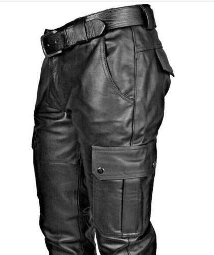 Men black motorbike leather - black,