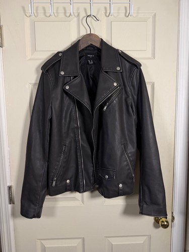 Men black faux leather biker - black,